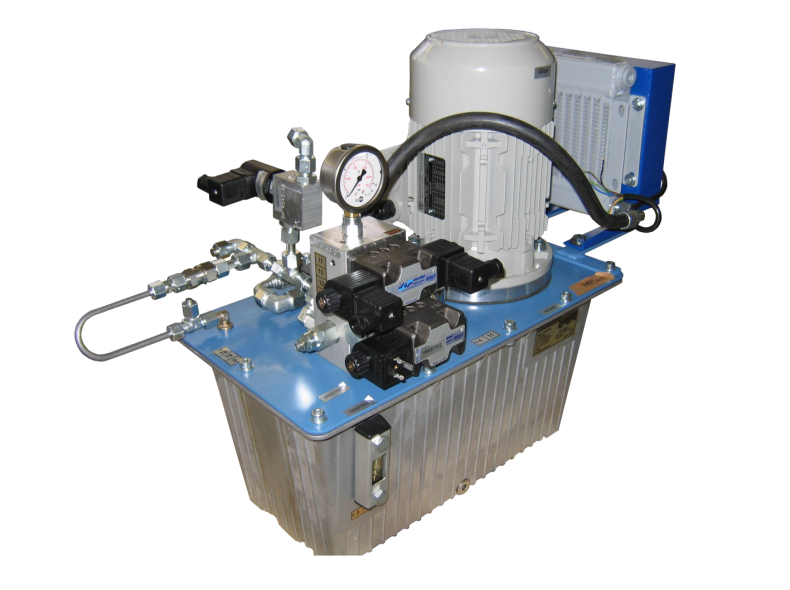 Konventionelles Hydraulikaggregat mit standardisiertem Alu-Behälter für verschiedenste Anwendungen.